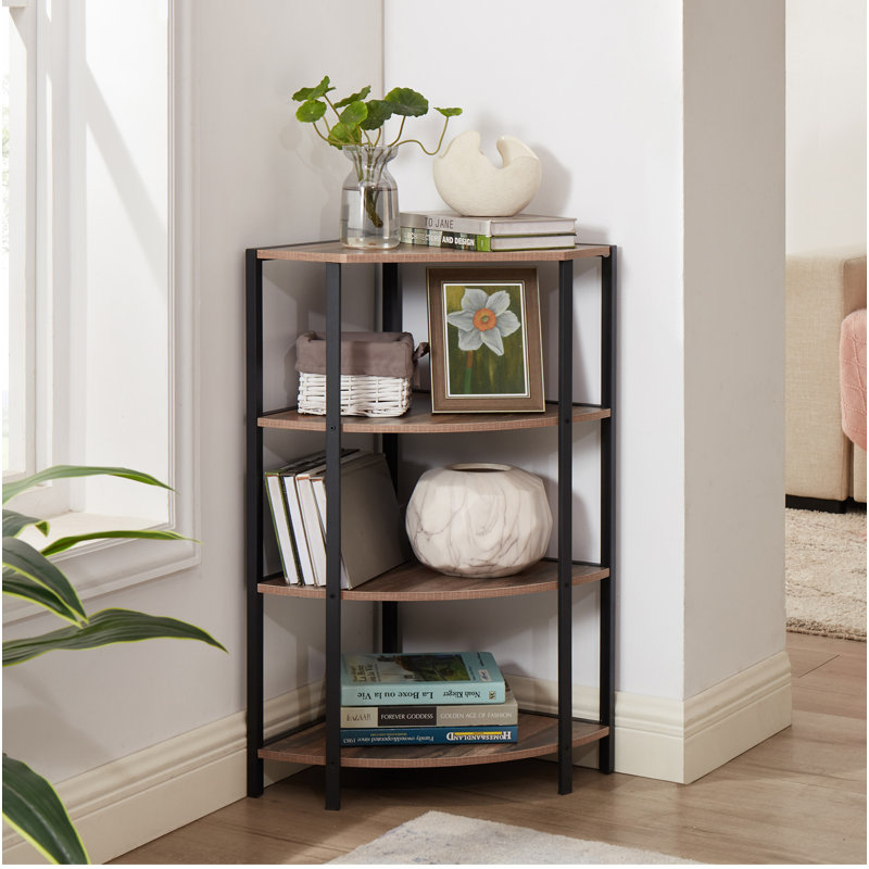 17 Stories 4 Tier Corner Open Shelf Bookcase Freestanding Shelving Unit Plant Stand Small Bookshelf For Living Room Home Office Kitchen Small Space Wayfair